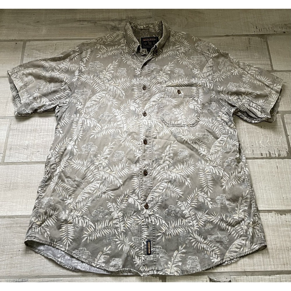 Vintage Woolrich Fieldstone Jeep button up short sleeve shirt size L/XL